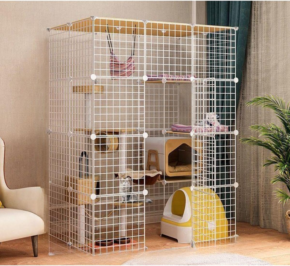 Topzoo 猫 ケージ トイレ付き 高さ143×幅107×奥行き45cm 黒 Amazon.co